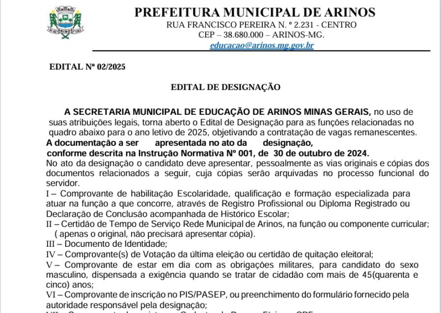 EDITAL DE DESIGNAÇÃO 02-2025
