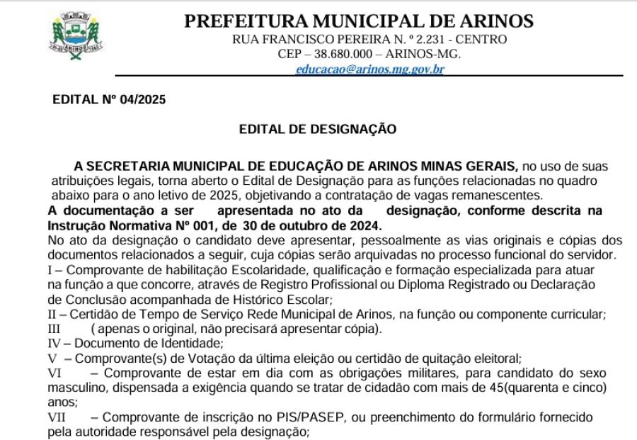 EDITAL DE DESIGNAÇÃO 04-2025