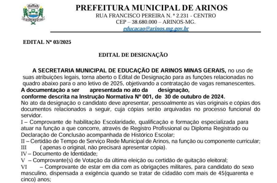 EDITAL DE DESIGNAÇÃO 03-2025