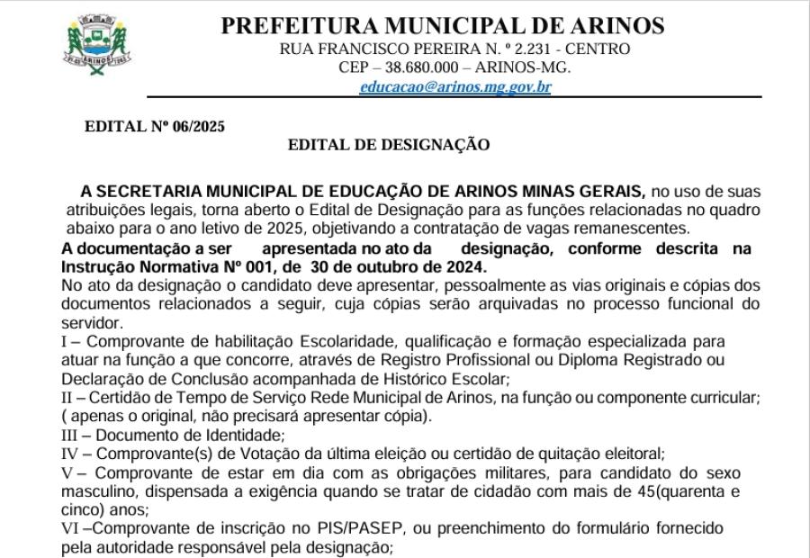 EDITAL DE DESIGNAÇÃO 06-2025